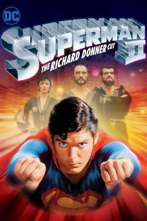 The poster features Superman in the foreground with a determined expression, while three other characters are visible in the background. The vibrant colors of Superman's suit and the dramatic lighting create an intense and heroic mood.
