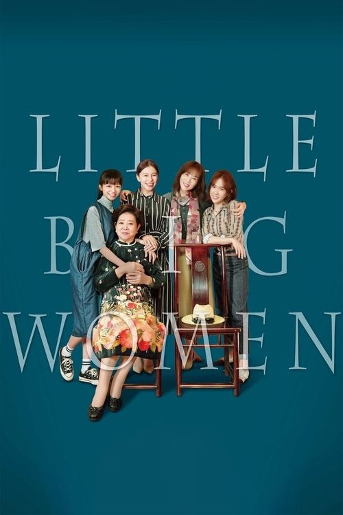 The poster features six women in colorful, eclectic outfits against a deep teal background. The title "Little Big Women" is prominently displayed in large, white serif letters. The mood suggests a vibrant, stylish, and possibly comedic ensemble.