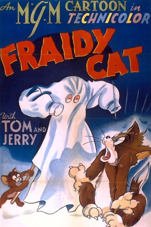 This movie poster features Tom and Jerry in a classic chase scene, with Jerry in a white coat and Tom in a brown coat. The vibrant colors and dynamic action convey a playful yet adventurous mood.