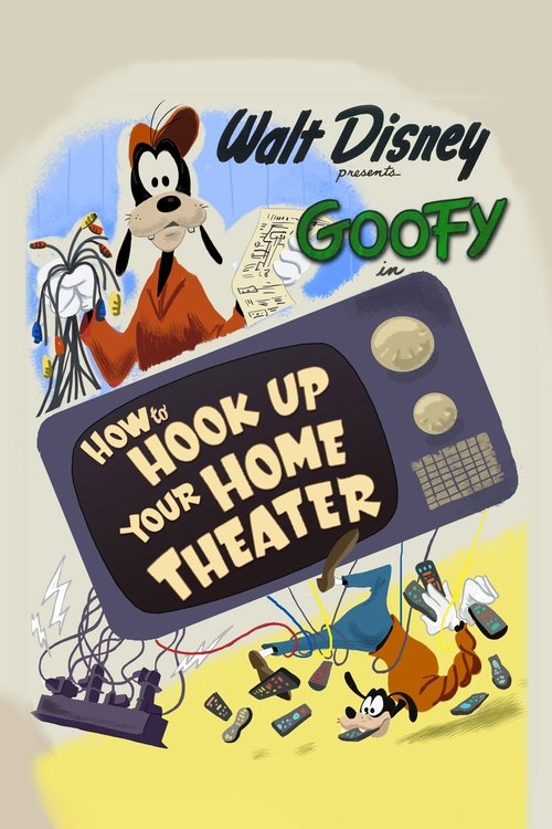 The poster features Walt Disney's Goofy, a cheerful orange character with a mischievous grin, standing proudly next to a vintage black TV set. The scene is set against a soft yellow background, creating a warm and inviting atmosphere. Goofy's confident pose and the retro TV suggest a fun, nostalg...