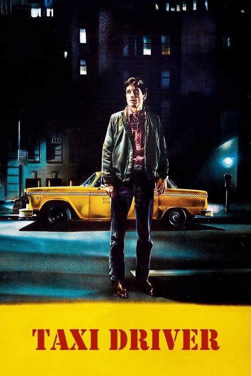 The poster features a solitary figure in a dark jacket standing against a city backdrop, evoking a sense of isolation and urban tension. The yellow taxi and illuminated windows create a moody, atmospheric scene that hints at the film's gritty, noir aesthetic.