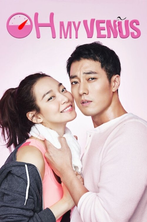 This TV show poster features a tender moment between two characters, with a woman in a pink top and a man in a light pink sweater. The soft pink and white color scheme creates a romantic and dreamy atmosphere, emphasizing the theme of "Oh My Venus."