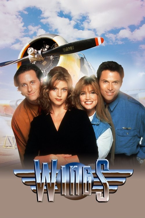 The poster features four characters against a bright blue sky with a large airplane in the background, conveying a sense of adventure and excitement. The vibrant colors and confident expressions suggest a lively and engaging show.