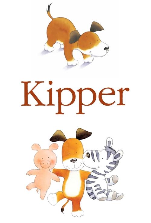 This playful TV show poster features a cheerful dog named Kipper, surrounded by colorful animals like a lion, bear, and zebra. The warm orange and brown tones create a lively, inviting mood, capturing the essence of a beloved children's cartoon.