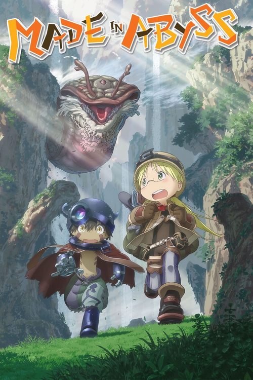 The poster features a young boy and girl standing on a grassy cliff overlooking a dramatic waterfall. The boy wears a blue outfit with a cape, while the girl dons a brown coat and carries a bag. The background showcases a mysterious, glowing creature rising from the water, creating an adventurous...