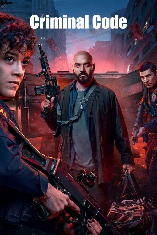 The poster features three armed men in a gritty, urban setting with dramatic red and dark tones. The central figure holds a rifle, while the others look determined, creating a tense, action-oriented atmosphere.