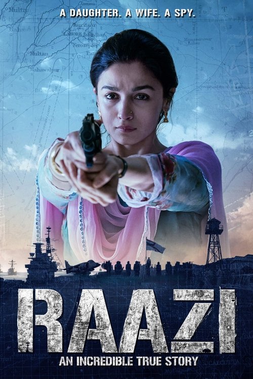 The poster features a determined woman in a purple and pink outfit holding a gun, with a cityscape in the background. The colors are vibrant, and the mood is intense and suspenseful.