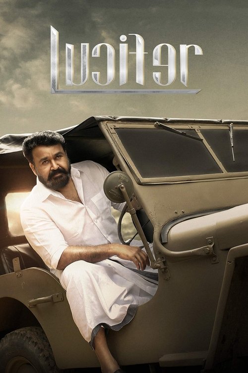 A man in a white kurta sits casually in a vintage car, exuding a relaxed yet mysterious vibe. The sepia-toned background and dramatic lighting create an eerie atmosphere, hinting at supernatural elements. The title "Lucifer" is prominently displayed at the top, suggesting a dark, supernatural thr...