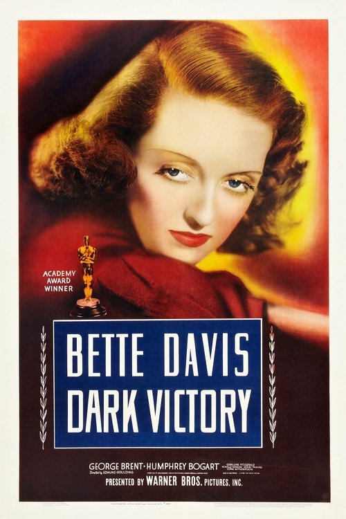 The poster features a glamorous woman with red hair, exuding elegance against a warm, fiery background. The bold blue text announces the film, while the golden trophy suggests an award-winning achievement. The overall mood is one of sophistication and anticipation.