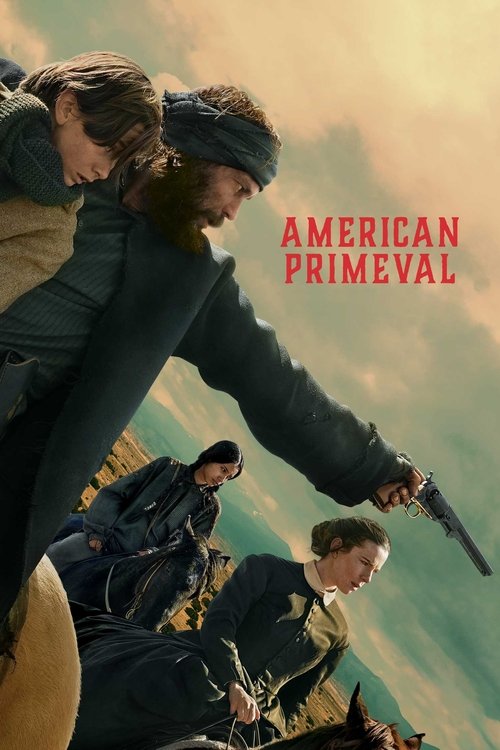 The poster features three men in rugged, outdoor clothing against a dramatic, hazy sky. One man leans forward with a gun pointed downward, while another looks back with a serious expression. The muted earth tones and shadowy figures evoke a sense of danger and survival, capturing the gritty atmos...
