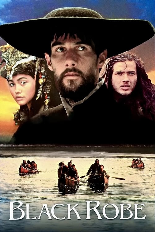 The poster features a dramatic scene with a man in a wide-brimmed hat, surrounded by three women in colorful outfits. Below, a group of people in small boats navigate a serene lake. The colors are rich and vibrant, with warm tones of orange, yellow, and blue. The mood is adventurous and mysteriou...