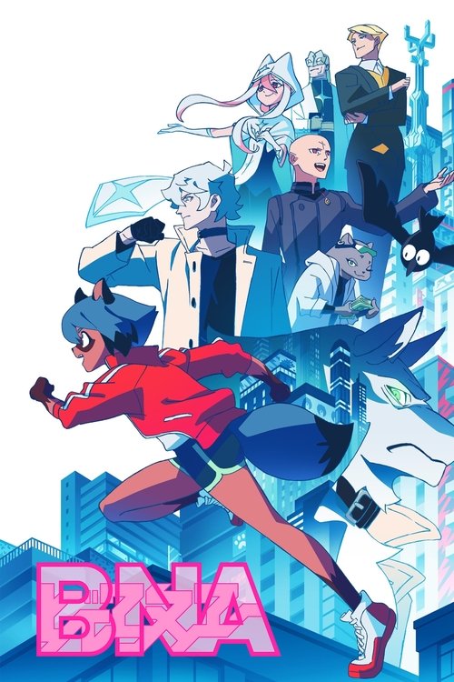 This vibrant poster features a dynamic group of characters in action, set against a backdrop of icy blue tones. The characters are depicted in colorful costumes, with one prominent figure in a red suit leading the scene. The overall mood is energetic and adventurous, capturing the essence of a th...