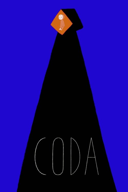 The poster features a stark black silhouette of a person standing against a vibrant blue background, with the word "CODA" prominently displayed in white. The minimalist design evokes mystery and intrigue, suggesting a film about hidden secrets or lost memories.