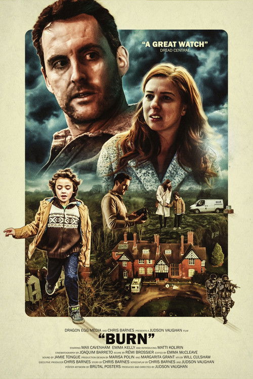 The poster features a dramatic scene with a man and woman in a stormy sky, while a young boy stands in the foreground. The colors are muted and earthy, with warm tones contrasting against the dark, ominous background. The mood is tense and mysterious, hinting at a supernatural or horror story.