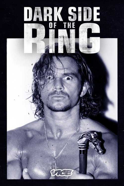 The poster features a muscular man with long hair and a beard, holding a microphone, exuding an intense, gritty mood. The monochrome design emphasizes the dramatic and mysterious atmosphere of the show.