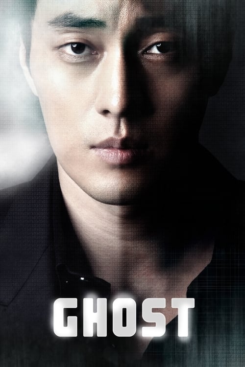 The poster features a close-up of a man's face, his expression intense and mysterious. The dark tones and shadowy background create a suspenseful mood. The word "GHOST" is prominently displayed in bold, white letters at the bottom, emphasizing the show's title.