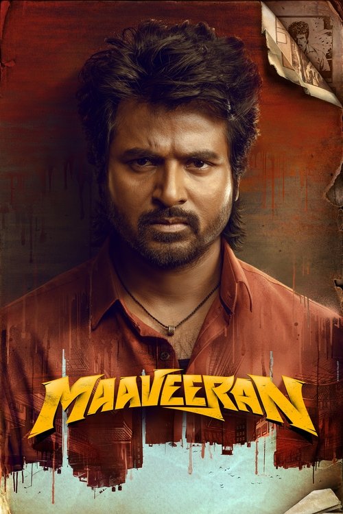 The poster features a rugged man with a serious expression against a muted, earthy background. The title "MAAVEERAN" is prominently displayed in bold, fiery yellow letters, suggesting a dramatic or intense narrative. The overall mood is gritty and suspenseful, hinting at a thriller or action movie.