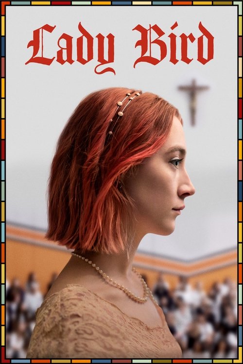 The poster features a striking portrait of a woman with vibrant red hair, set against a backdrop of a crowd and a cross. The warm, earthy tones of the background contrast with the bold red text, creating a visually rich and evocative scene that hints at themes of identity and resilience.