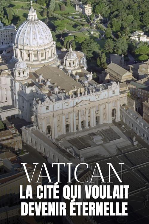 The poster features a grand, sunlit Vatican dome and surrounding buildings bathed in warm sunlight, evoking a sense of historical grandeur and timeless beauty. The muted, earthy tones of the architecture contrast with the vibrant greenery, creating a serene and contemplative atmosphere.