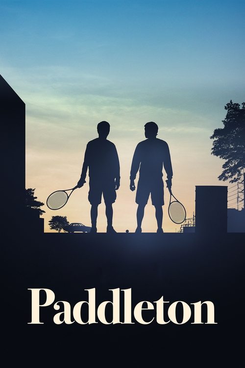 The poster features silhouettes of two tennis players against a serene sunset, evoking a sense of calm and anticipation. The warm hues of the sky blend harmoniously with the dark tones of the players, creating a visually striking and emotionally evocative image.