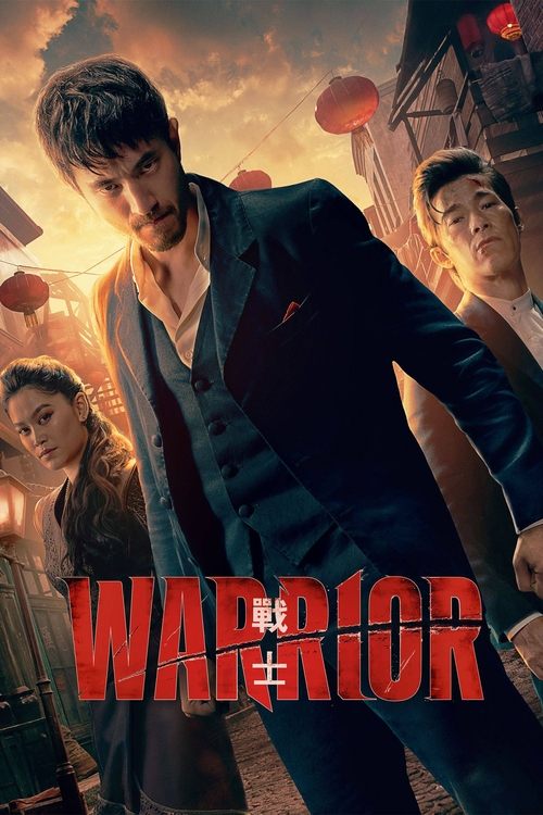 The poster features a determined man in a dark suit with a red pocket square, exuding strength and resolve. Behind him, two other characters look forward with intense expressions, suggesting camaraderie and shared purpose. The background is filled with warm, fiery hues of orange and red, evoking ...