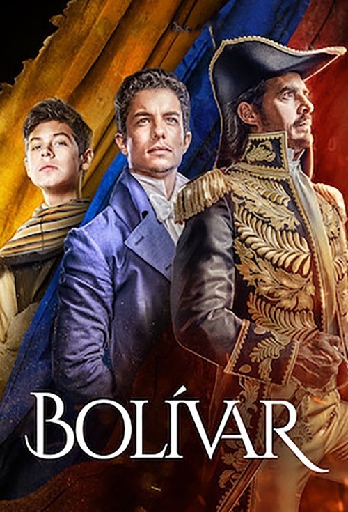 This poster features three characters in dramatic poses against a fiery, golden background. The central figure wears a blue coat, while the others wear period-appropriate attire. The warm, intense colors evoke a sense of adventure and historical drama.
