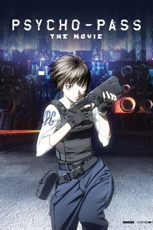 The poster features a determined young man with dark hair and a tactical vest holding a futuristic weapon, standing against a cyberpunk city backdrop. The scene exudes a gritty, intense mood with vibrant neon colors and a sense of action.