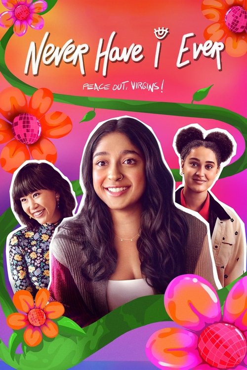 This vibrant poster features four smiling women in colorful outfits against a bright pink background. The playful floral design and cheerful expressions convey a fun, energetic mood, suggesting a lively and engaging TV show.