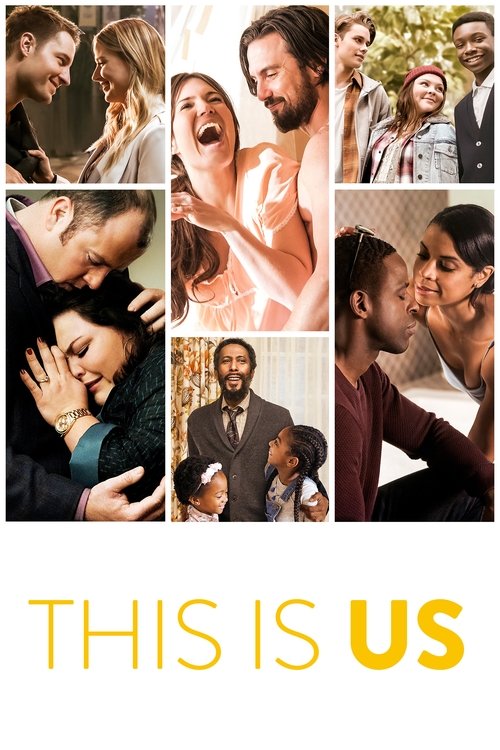 The poster features a collage of six emotional scenes depicting romantic and familial moments. Warm golden tones dominate the image, evoking intimacy and nostalgia. The mood is heartwarming, capturing the essence of the show's themes of family, love, and connection.