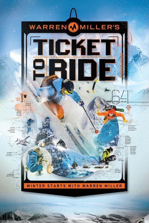 The poster features a dynamic scene with people in winter gear, suggesting an adventurous journey. The colors are vibrant, with blues, whites, and oranges creating a sense of motion and excitement. The mood is energetic and adventurous, capturing the thrill of a winter adventure.