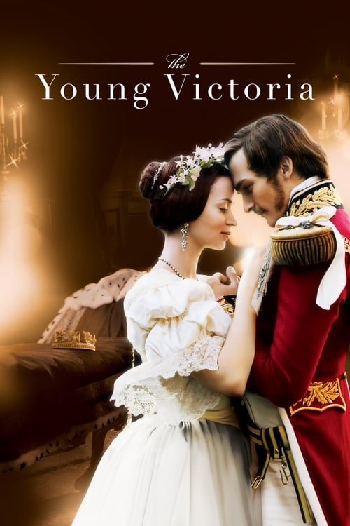 The poster features a romantic scene with a young woman in a white gown and a man in a red military uniform, their faces close together. The warm, golden lighting enhances the romantic and historical mood, evoking a sense of timeless romance.