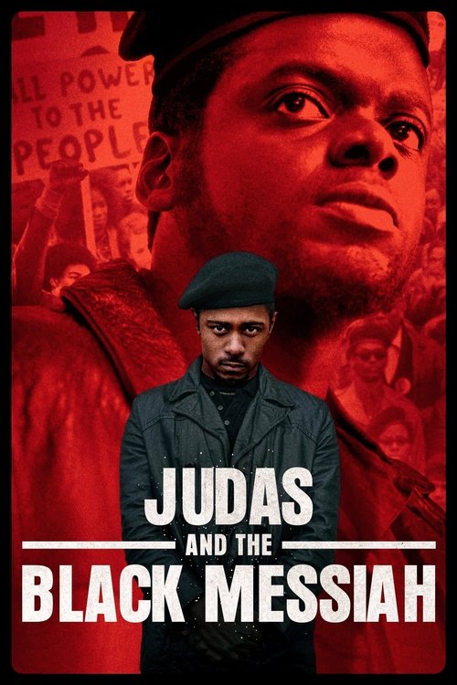 The poster features a striking red and black color scheme, with a central figure of a man in a hat and dark coat. Behind him, a large, intense face is shown, and text reads "ALL POWER TO THE PEOPLE." The overall mood is dramatic and serious, suggesting themes of struggle and hope.