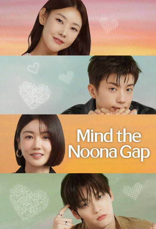 This TV show poster features four individuals against soft pastel backgrounds, creating a romantic and intimate atmosphere. The warm colors evoke feelings of love and nostalgia, while the heart motifs enhance the emotional connection between the characters.