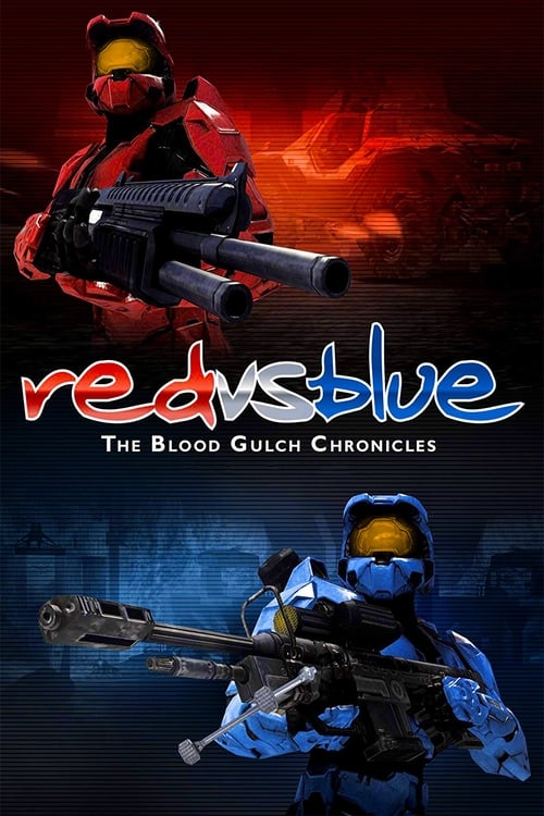 The poster features a dramatic scene with two armored figures in contrasting colors—red and blue—holding futuristic weapons. The fiery background and intense expressions convey a high-stakes, action-packed atmosphere, suggesting a thrilling battle between opposing forces.