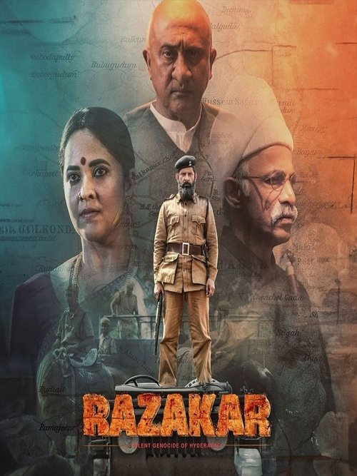 The poster features a dramatic composition with three main characters—two women and a man in a military uniform—set against a textured, muted background. The colors are earthy and somber, with warm tones blending into cool blues and oranges, evoking a sense of historical gravity and tension. The ...