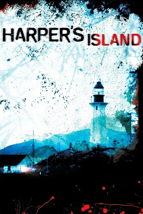 The poster features a haunting lighthouse against a stormy, misty sky, evoking a sense of mystery and isolation. The title "Harper's Island" is prominently displayed in bold, distressed typography. The overall mood is eerie and atmospheric, suggesting a gripping mystery or thriller.