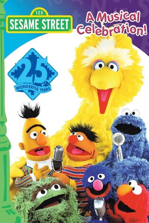 The vibrant yellow and blue poster features Sesame Street characters in a lively musical celebration scene. Big Bird, Cookie Monster, and other beloved characters are depicted with expressive faces, exuding joy and excitement. The cheerful colors and dynamic composition create a fun and engaging ...