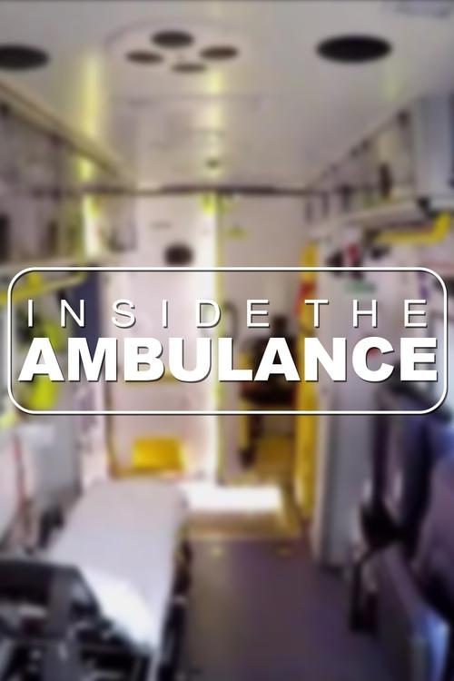 The image shows a blurred ambulance interior with soft yellow lighting and medical equipment. The mood is clinical yet hopeful, capturing the essence of a life-saving journey.