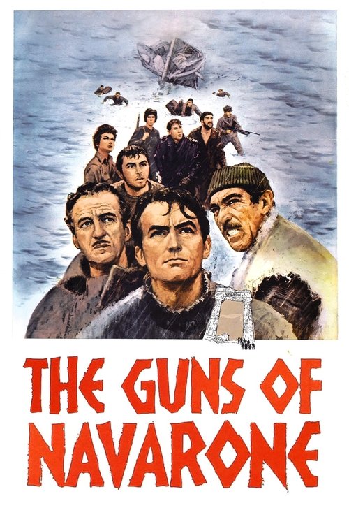 The poster features a dramatic scene with a group of men in a snowy landscape, conveying a sense of action and adventure. The bold red title contrasts sharply with the muted tones of the background, emphasizing the film's gritty and intense atmosphere.