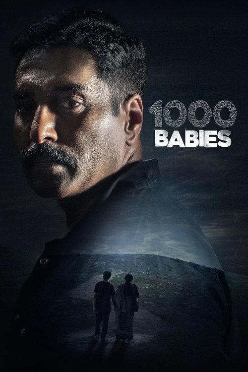 The poster features a man with a mustache in the foreground, exuding mystery and intensity. In the background, two silhouetted figures walk toward a dark, moonlit landscape, suggesting a journey or adventure. The title "1000 Babies" is prominently displayed in bold, white letters, hinting at the ...