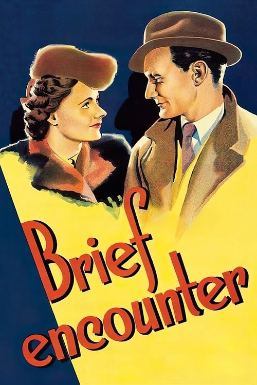 The poster features a romantic couple in period attire against a vibrant yellow background, evoking a nostalgic, timeless mood. The warm colors and classic fashion suggest a story of love and connection from the mid-20th century.