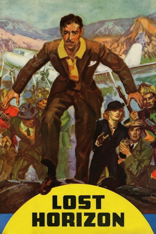 The poster depicts a man in a brown suit running through a chaotic, colorful landscape with figures in various costumes. The scene is filled with vibrant hues of red, blue, and green, creating a sense of urgency and adventure. The bold yellow text at the bottom emphasizes the movie's title, while...