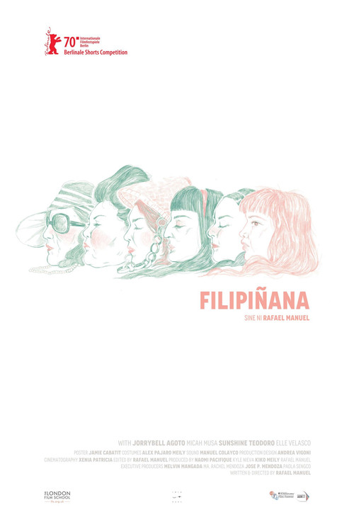 The poster features a stylized line drawing of five people in profile, each with unique facial expressions and distinct colors—green, pink, and white. The muted, soft tones evoke a sense of nostalgia and melancholy, suggesting themes of memory and longing. The composition is minimalist yet emotio...