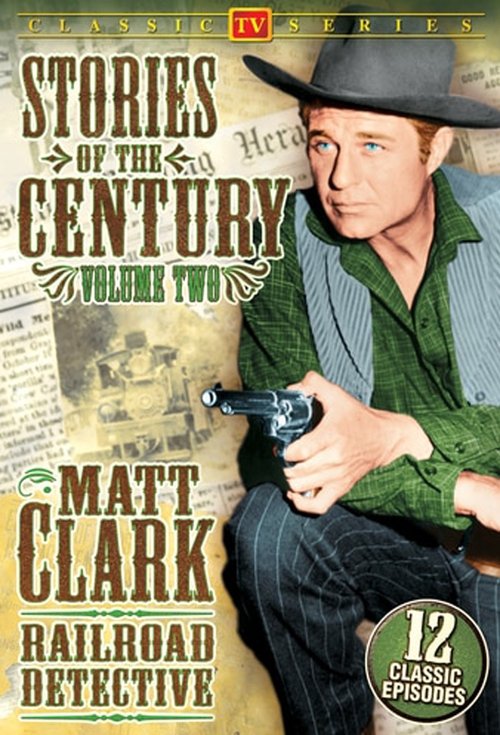 The poster features a man in a hat and green vest holding a revolver, evoking a noir detective atmosphere. The vintage newspaper background and classic "TV Series" branding suggest a classic Western drama.