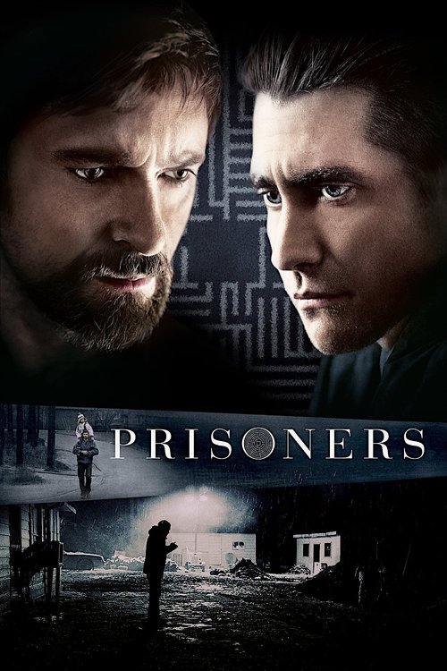 The poster features two intense male faces in dramatic lighting, with a mysterious, dark atmosphere. The title "PRISONERS" is prominently displayed in metallic lettering, suggesting a thriller or crime drama. The overall mood is suspenseful and foreboding, hinting at a gripping narrative involvin...