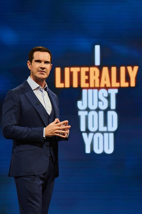A man in a dark suit stands confidently against a blue backdrop with the show's title, "I Literally Just Told You," in bold orange and white letters. The mood is serious and authoritative, suggesting a powerful message about truth and honesty.