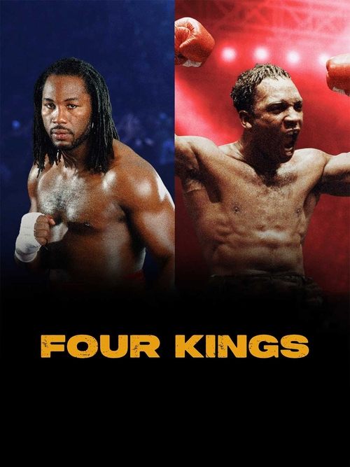 The poster features two muscular men in boxing poses against dramatic red and blue backgrounds. Bold yellow text at the bottom reads "FOUR KINGS," evoking a gritty, intense atmosphere typical of professional wrestling.