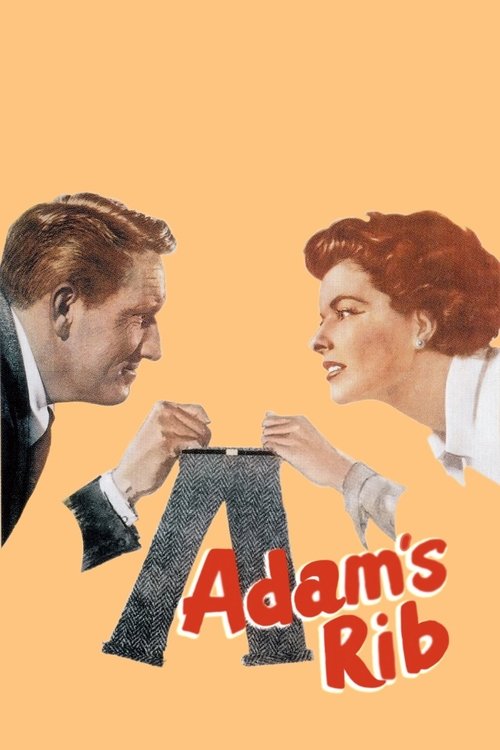 The poster features two men in formal attire against a warm orange background, with one holding up the other's ribcage. The bold red title and playful font convey a humorous, comedic tone.