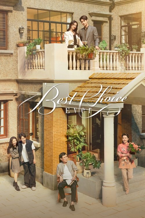 This TV show poster for "Best Choice Ever" features a charming street scene with people walking and sitting, set against a backdrop of warm, sunlit architecture. The colors are soft and inviting, creating a nostalgic and romantic atmosphere. The elegant script text adds a touch of sophistication ...