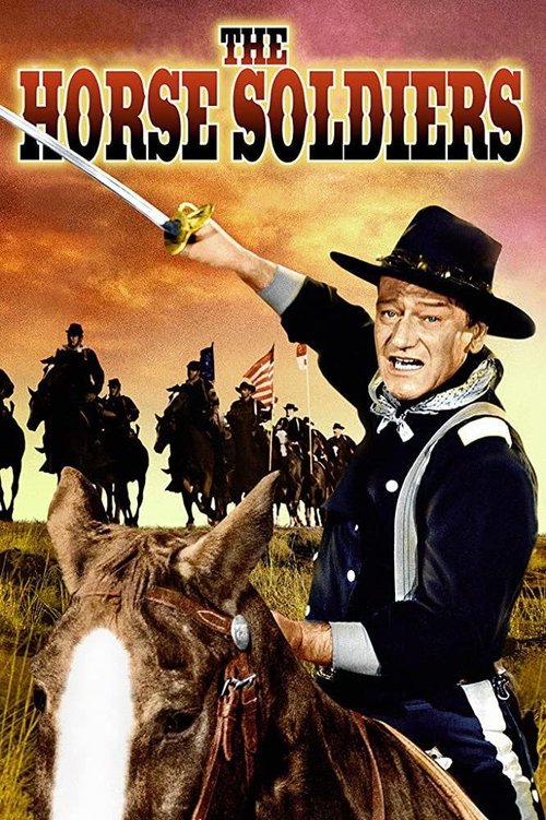 This movie poster features a rugged cowboy in a black hat and dark coat, holding a sword aloft against a dramatic sunset backdrop. Silhouettes of other riders are visible in the distance, adding depth to the scene. The warm, golden hues evoke a sense of adventure and historical drama.